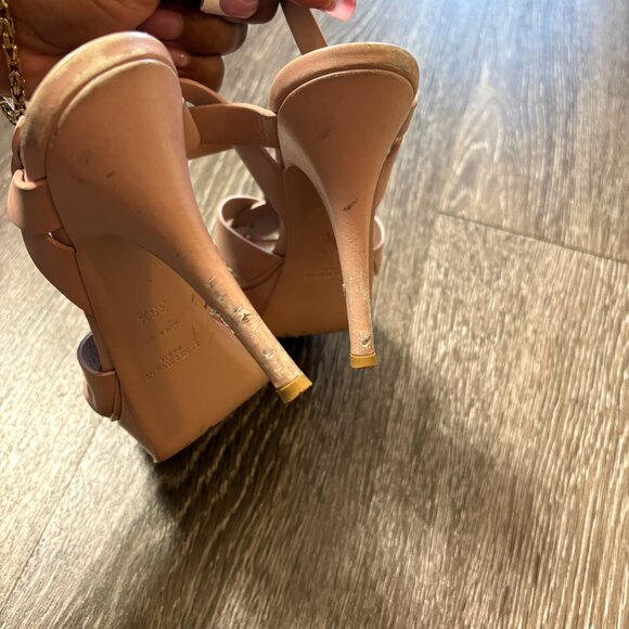 Saint Laurent Tribute Platform Sandals Blush Nude Pink Leather 315490 Size 38.5 - Picture 12 of 12